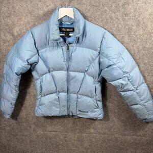 MARMOT Womens‎ Extra Small 650 Down Puffer Puffy Winter Jacket Coat Blue